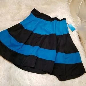 NWT Derek Lam Black Blue Striped Skirt sz 16